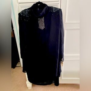 Lori Max NWT Women's Black Sequin & Beaded Dress Long Sleeve Size 24W